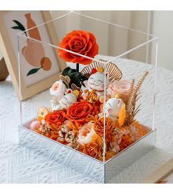 永生花：招财猫三小只 橙色款