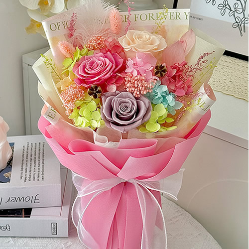 永生花：粉色小花束