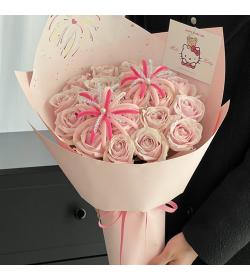 鲜花：好运相随 19枝粉玫