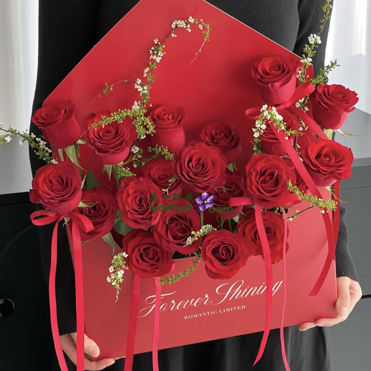 19枝红玫瑰，雪柳